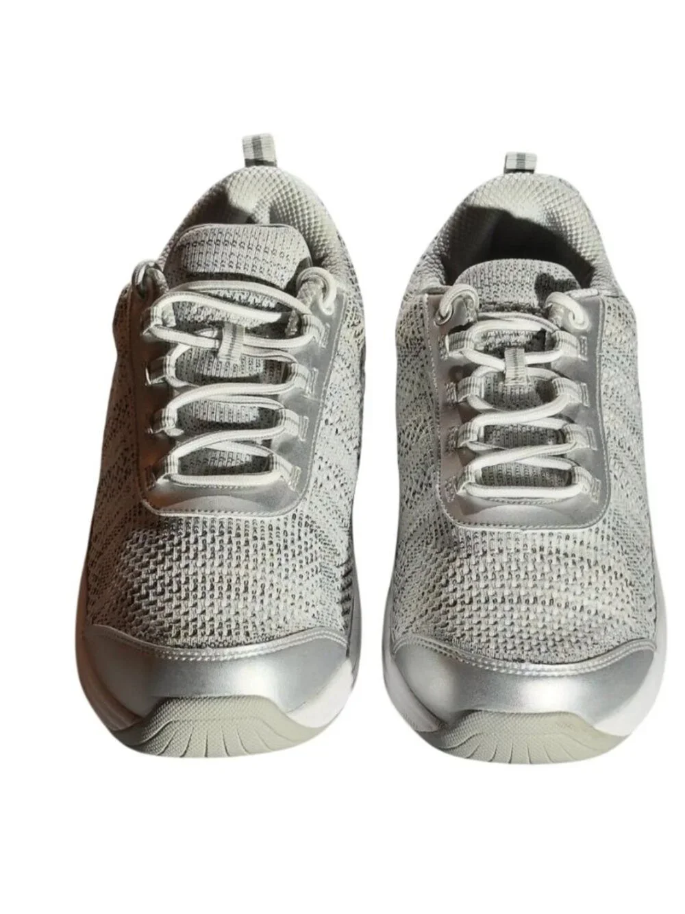Orthofeet Womens Wide Fit Sneakers Size 12 D Silver/Gray Knit Mesh - Picture 2 of 11